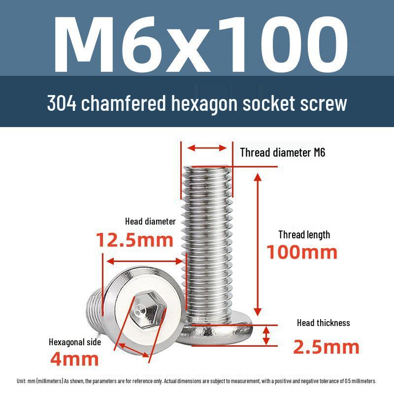 Yigu 304 Stainless Steel M2-M12 Countersunk Flat Head Hex Screw for Furniture & Cabinets