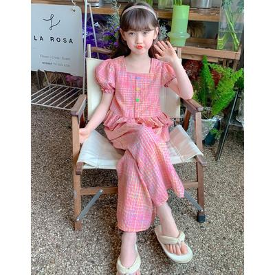 Girls' Summer Suits, Western Style, Children's Princess Summer Vests, Fashionable Clothes, Two-piece Suits for Little Girls