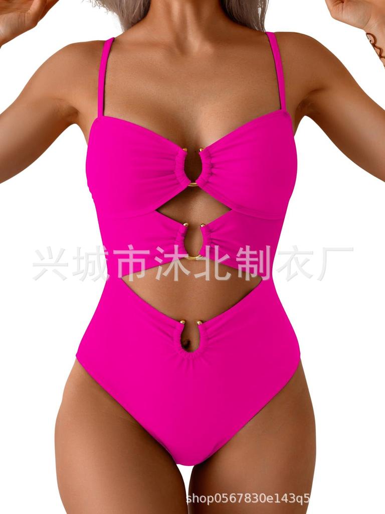 Women's One-piece Swimsuit, Button-down Bikini Sexy Swimsuit, Hollow Swimsuit.