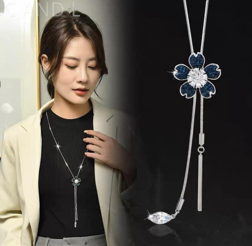 Luxury Non-Fading Korean Fashion Sweater Necklace: Autumn/Winter Women's Niche Design Pendant
