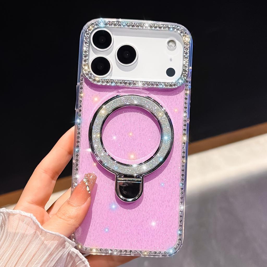 Applicable to iPhone17promax fulcrum glitter bracket Apple 16 mobile phone case luxury flash diamond 15 anti-drop