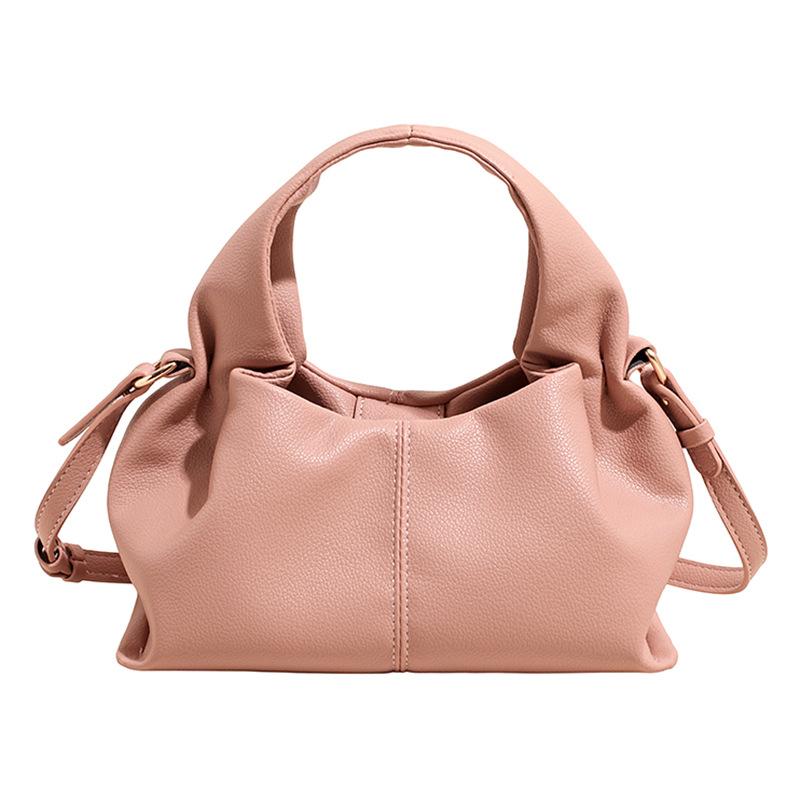 Hot Selling Women's Bags, Cloud Bags, Lychee Patterned Soft PU Handbags, Fashionable and Versatile Solid Color Single Shoulder Crossbody Bags