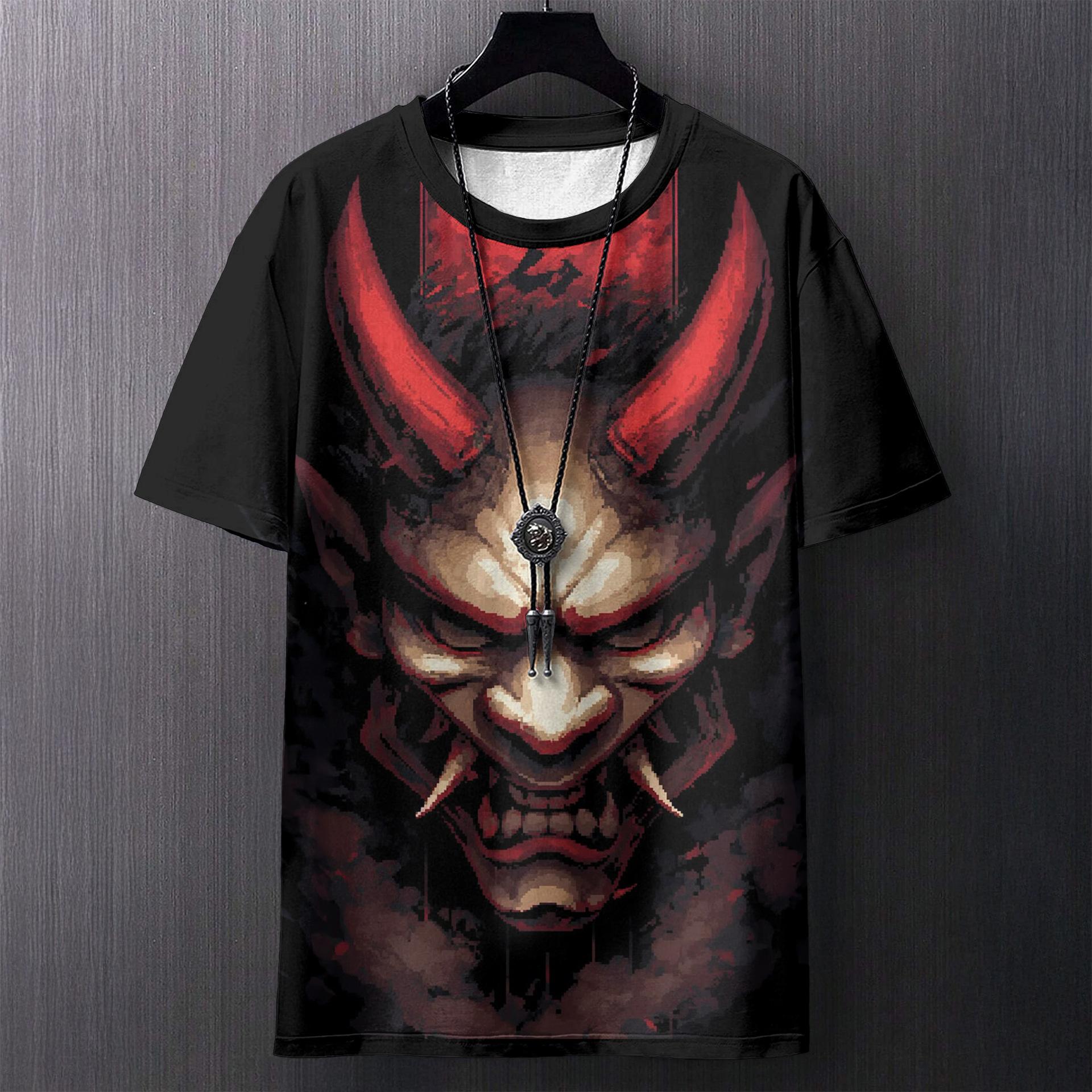 

Летняя футболка с круглым вырезом, узором в восточном стиле и 3D-принтом, модная, повседневная, с короткими рукавами, мужская XS