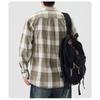 Men's Plaid Gradient Long Sleeve Button Down Shirt Casual Top.