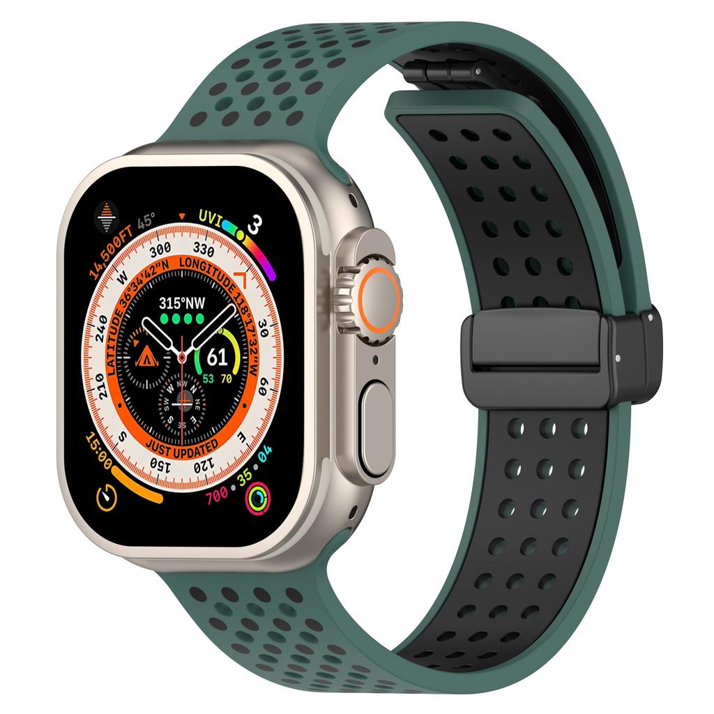 KALEBOL Magnetic Silicone Strap for Apple Watch Series 11 10 42mm/9 8 7 41mm/SE3 SE2 SE 6 5 4 40mm/3 2 1 38mm Dual Color Watch Band
