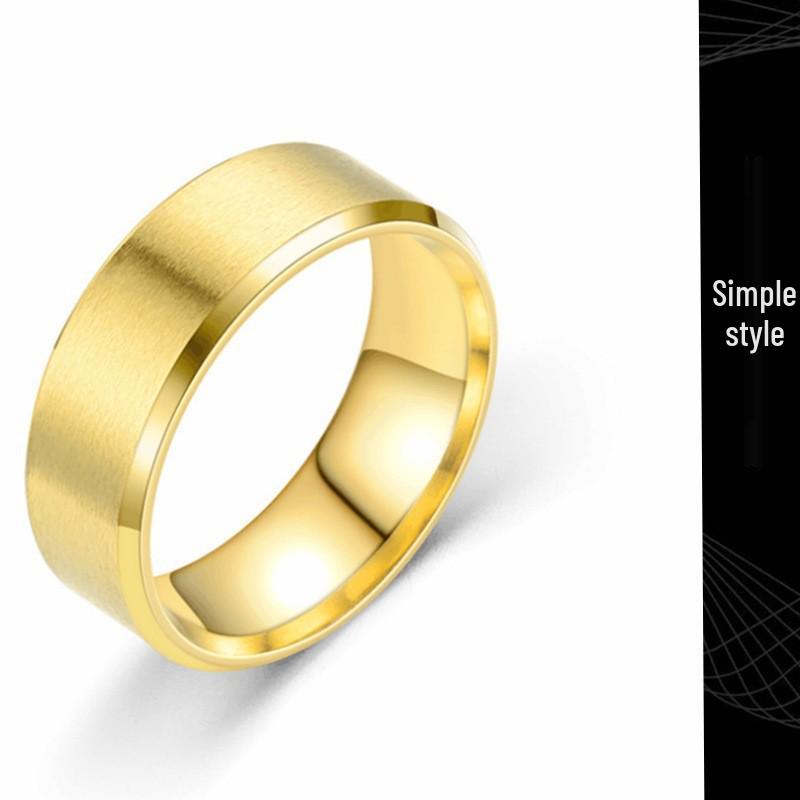 European & American Titanium Steel Frosted Men's Ring - Stainless Steel Jewelry