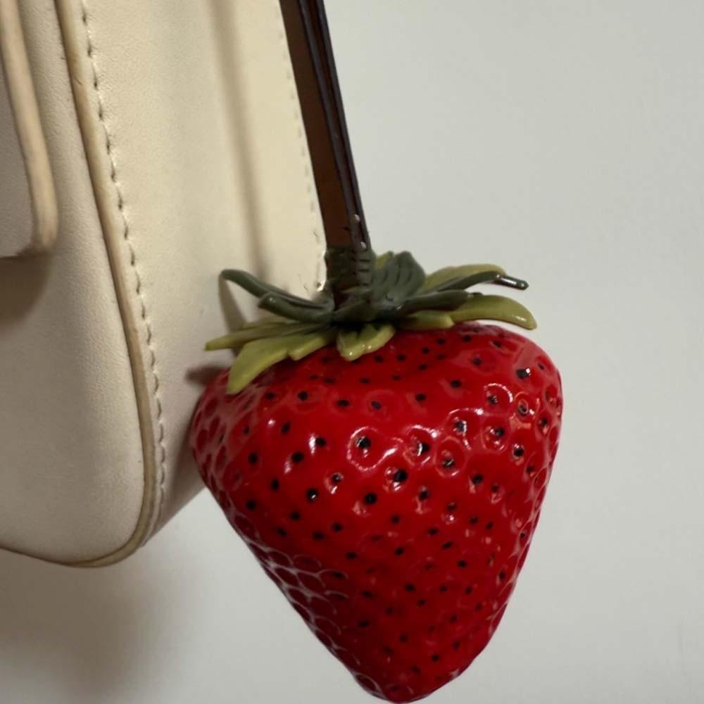 Elegant Versatile Bag Charm 3D Red Resin Fruit Pendant Bag Accessories Strawberry Key Ring  Friends