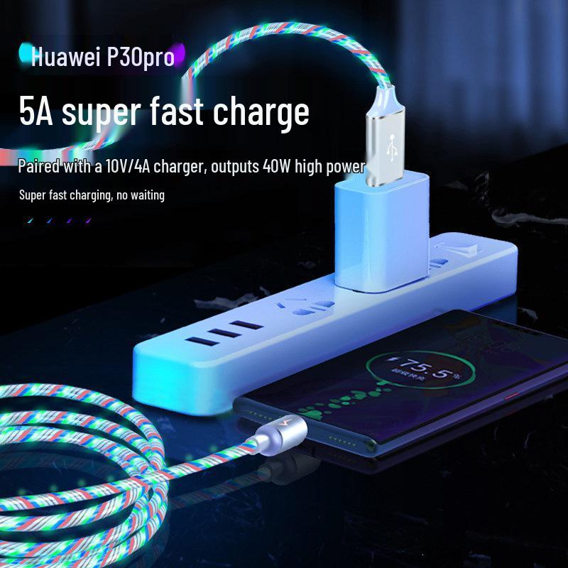 5A Fast Charging Rainbow Data Cable for Apple, Android, Type-C, Huawei, Oppo, Xiaomi, Vivo