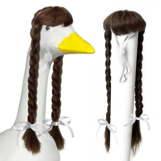 3/4Pcs Porch Goose Wig with Elastic Drawstring Lawn Goose Outfit DIY Outdoor Garden Patio Yard Goose Statue Hairpiece Decoration Accessories