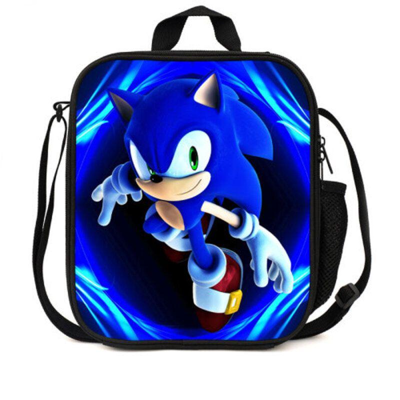 Sonic Hedgehog Lunch Box Bag Stylish Shoulder Bag For Kids Adults Large Capacity Travel Bag