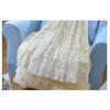 Qooth Women A Line Tulle Embroidered Flowers Skirt Wide Hem Mid Length Elastic Waist Skirt QT2654