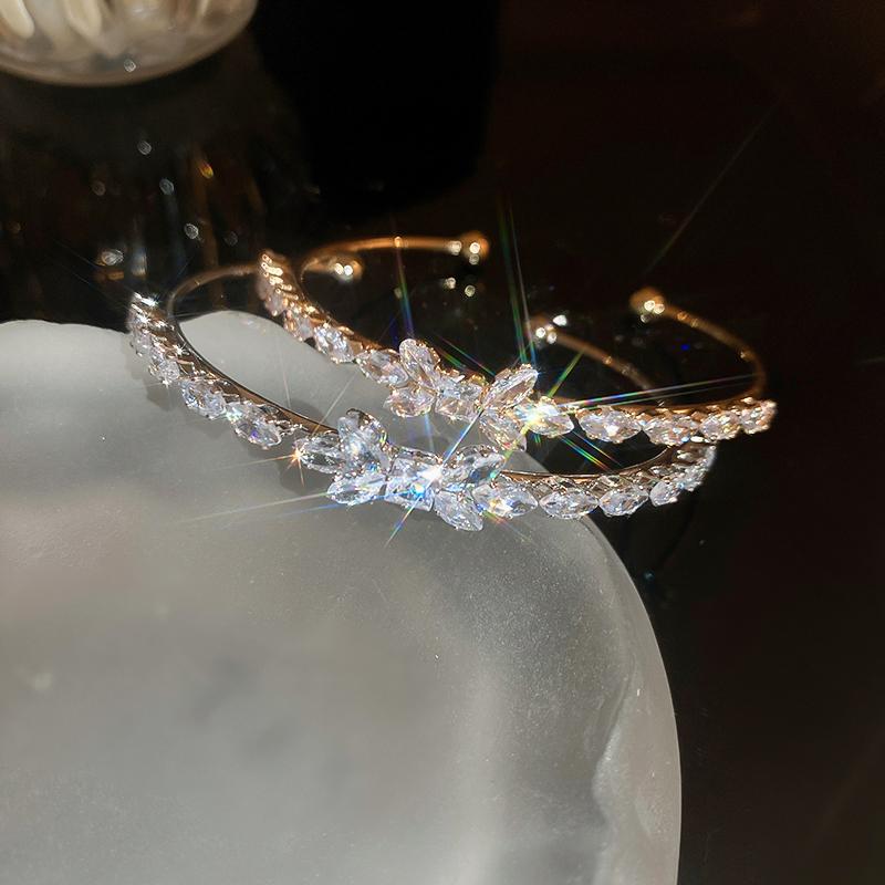 Zircon Bow Cuff Bracelet for Women Korea Luxury High-grade Charm Bracelet Fashion Personality Wedding Dainty Accessories