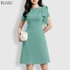 Women Casual Round Neck Summer Short Sleeve Dress