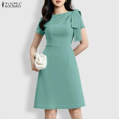 Women Casual Round Neck Summer Short Sleeve Dress
