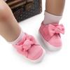 Dětské boty Dívčí Kojenecké tenisky Prodyšné vycházkové boty s mašlí Protiskluzová gumová podrážka Batolecí postýlka První vycházkové boty 0-18M