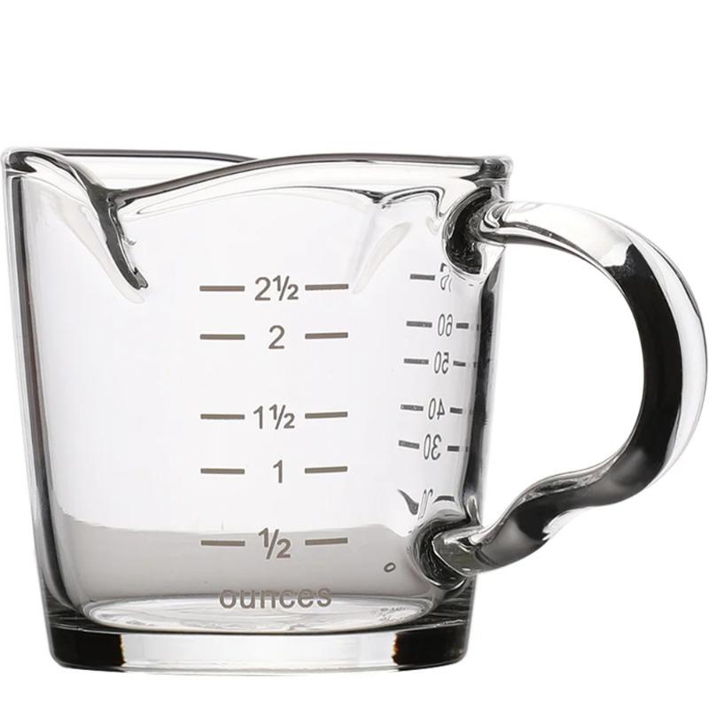 70ml ESPRESSO Heat-resistant Glass Measuring Cup Kitchen Clip for Espresso Double Mouthed Cups