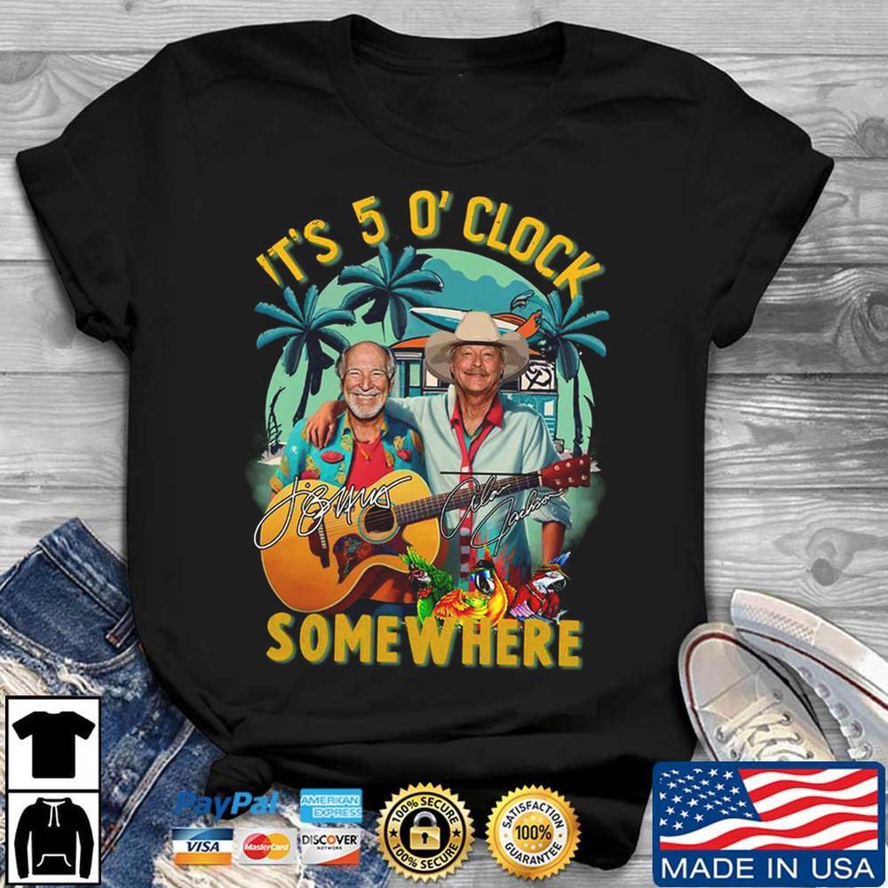 Джимми Баффет Алан Джексон It s 5 O Clock Somewhere Подписи Футболка ND038 Унисекс Футболка XXXXL
