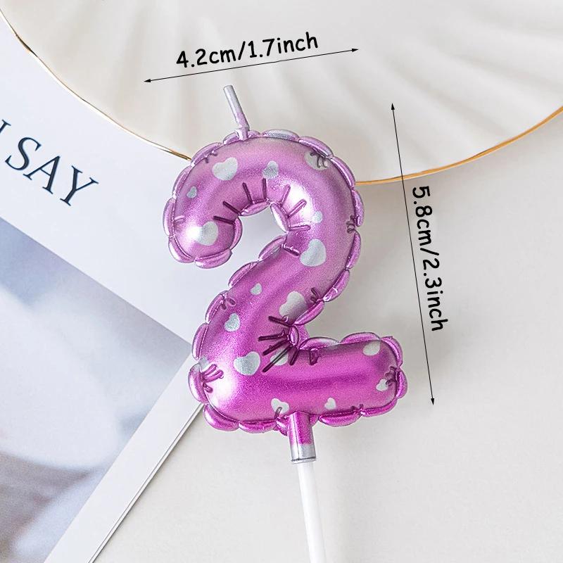 Rainbow Number Candle Digital 0-9 Birthday Party Decor Pink Balloons Gradient Candles Birth Wedding Anniversary Candle