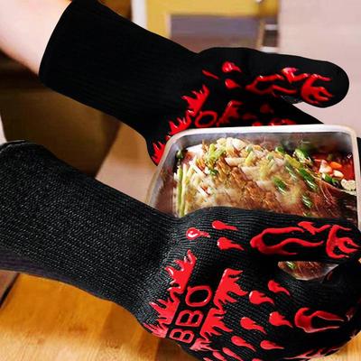 High Temperature Resistant Anti-Scalding Microwave Oven & BBQ Heat Insulation Gloves (500°F)