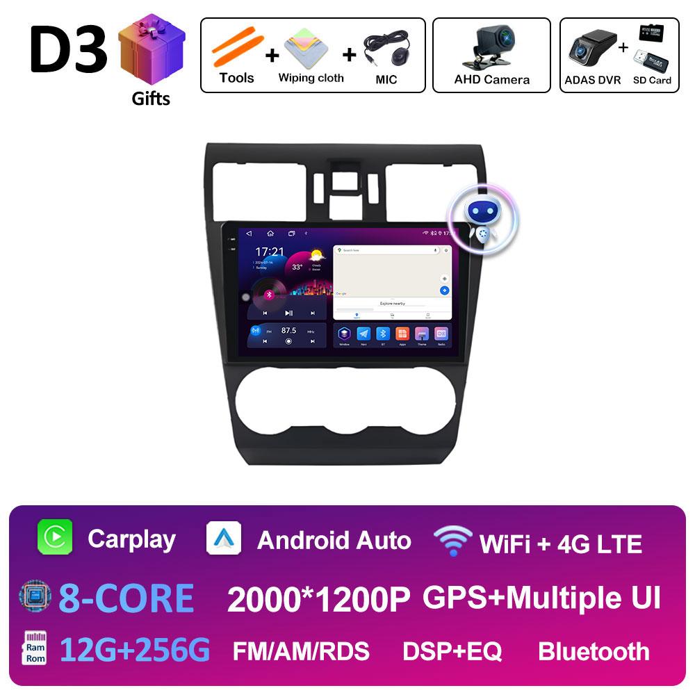 For Subaru Forester 4 SJ XV WRX 2012 2013 2014 2015 Android 14 Car Multimedia Video Radio Player DSP Stereo GPS Navigation WIFI