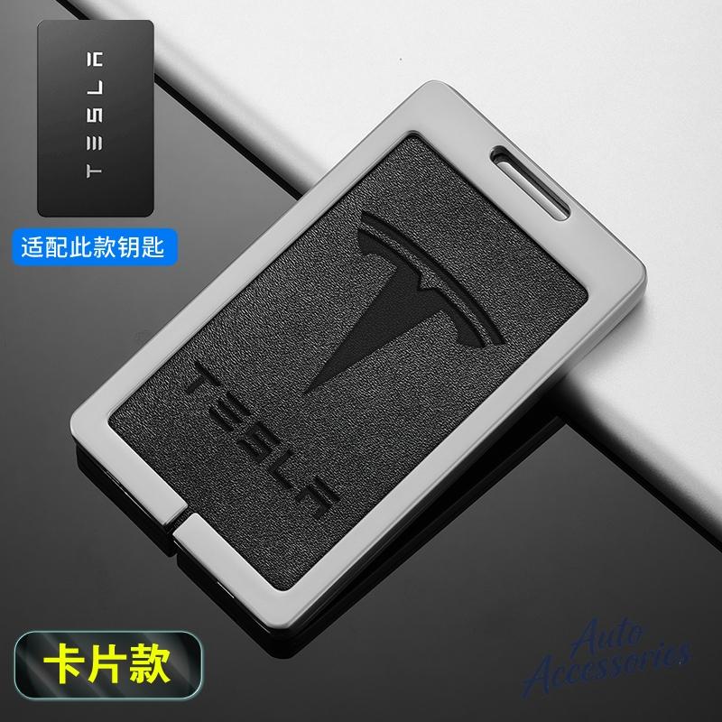 Leder Auto NFC Karten Schlüssel Etui Hülle Zinklegierung Schutzschale Schlüsselanhänger Für Tesla Model 3 Model Y Model S X Schlüsselanhänger Zubehör
