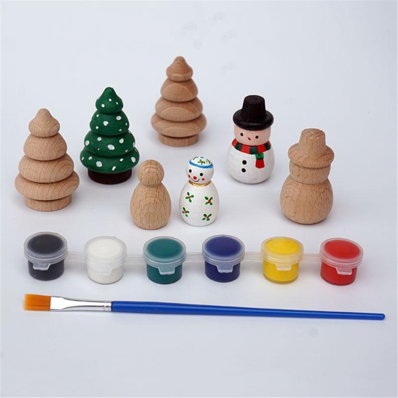 Unbemaltes Holz Baum Steckpuppen Baum Holz Rohling zum Bemalen Basteln Dekoration