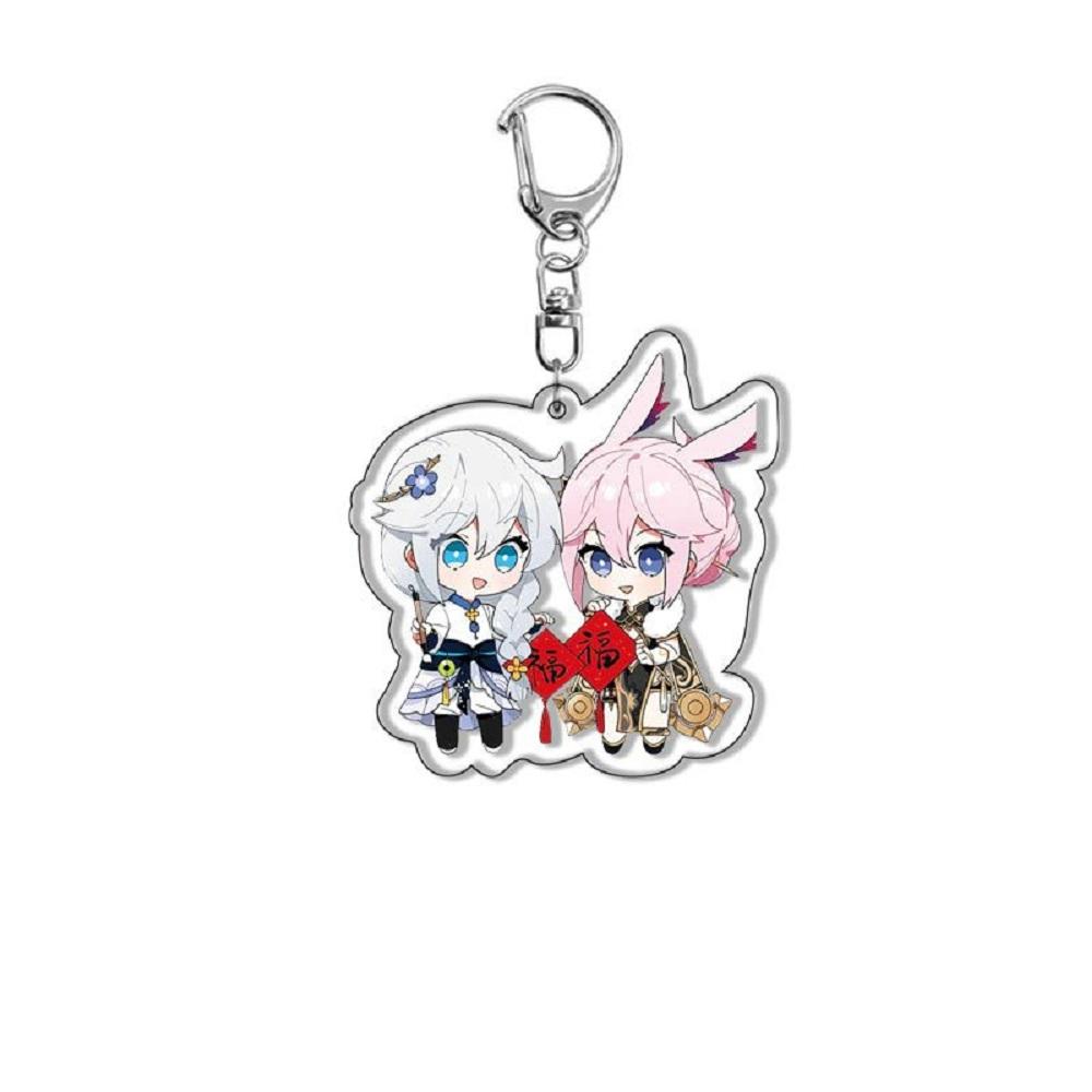 6CM Honkai Impact 3 Game Keychains Kiana Kaslana Double-sided Cartoon Figure Key Ring for Women Men Car Handbag Pendant Gifts