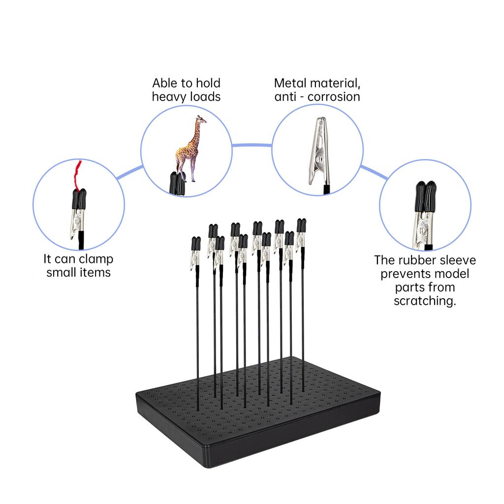 Model Painting Stand Base Holder and Bendable Alligator Clip Sticks Set Airbrush Hobby Tools Accessories for Crafting