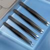 Precision Tweezers Set 2 Pieces Eyebrow Kit High-Precision Stainless Steel Eyebrows Nose Hair Inner (Black)