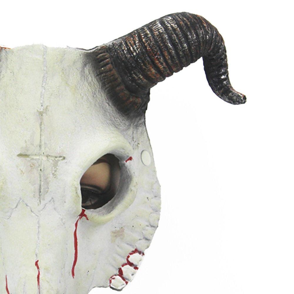PU Leather Halloween Bloody Skull Mask Antelope Goat Horn Mask Creative Halloween Mask  Women Men