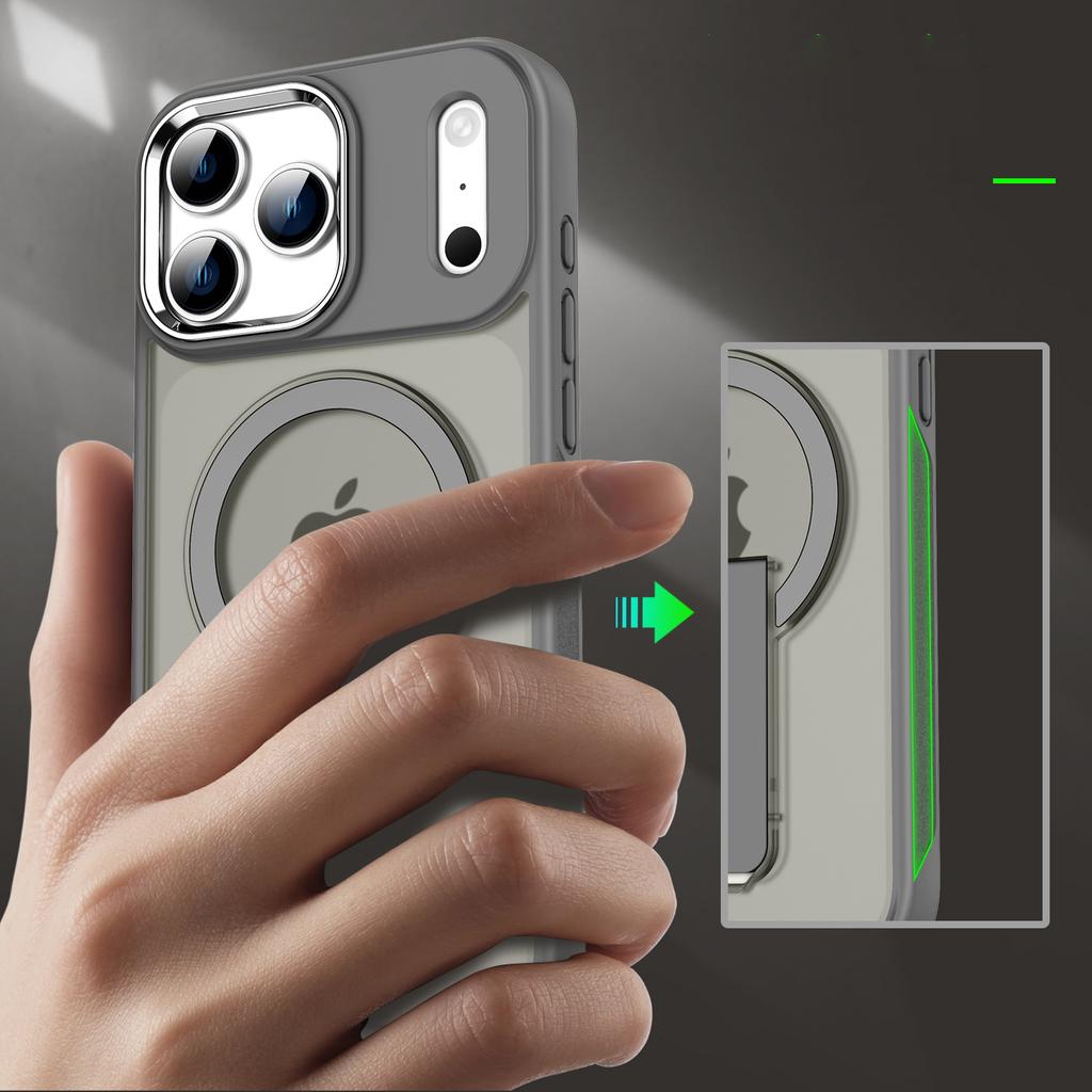 Luxusný puzdro s výklopným stojanom a opierkou pre iPhone 17 Air 16 e 15 14 Plus 13 12 11 Pro Max Pre Magsafe Kryt na bezdrôtové nabíjanie