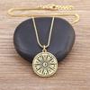 New Design Punk Style Sun Totem Inlaid Moon Shape Pendant Necklace Copper Zircon Women's Simple Personalized Jewelry Lucky Gifts