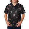 Men's Halloween Print Medical Scrub Top V Neck Tie Pocket Comfortable Fit Workwear for Healthcare Professionals Daily Use
