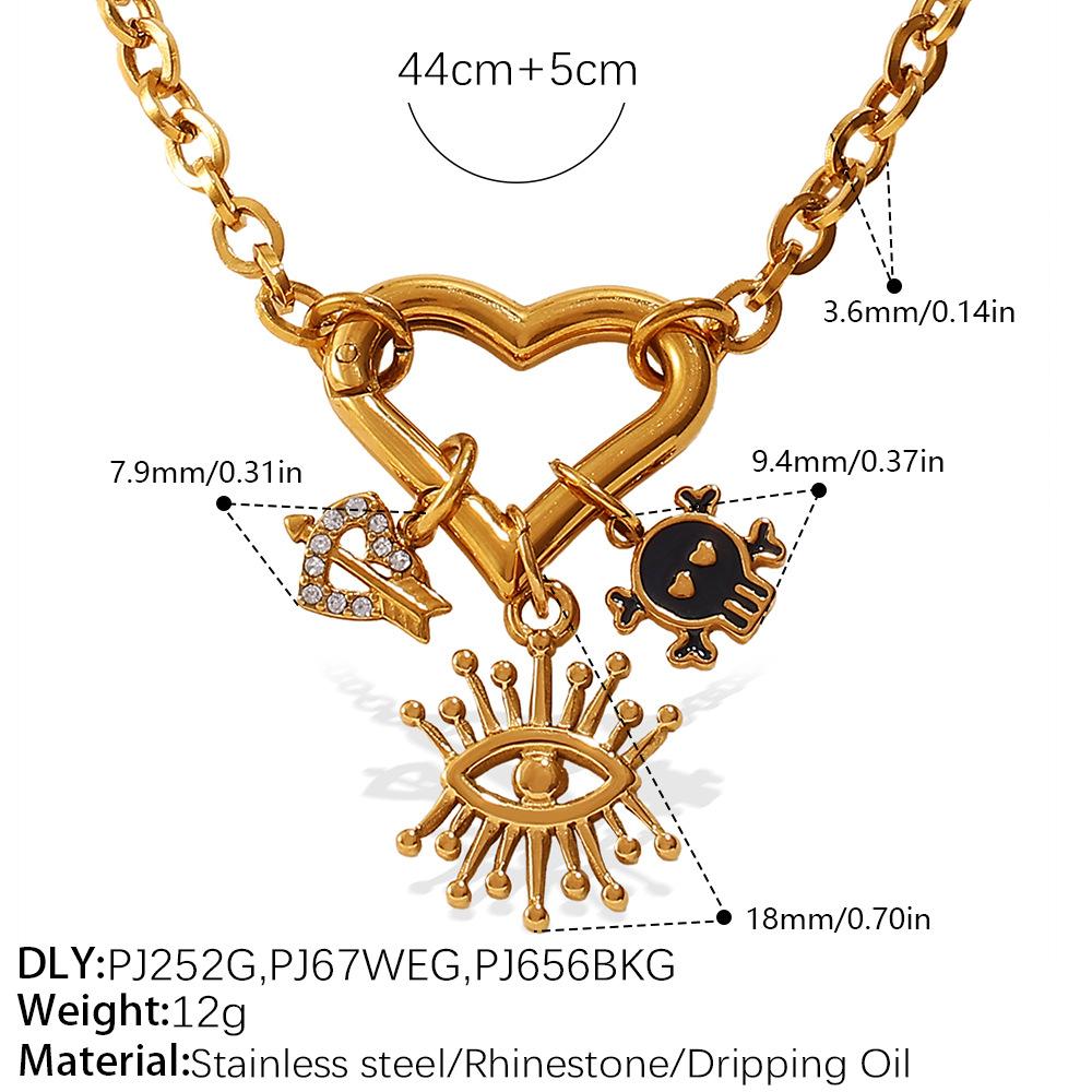 Stainless steel multi-element pendant DIY necklace heart-shaped pendant gold-plated oil drop pendant necklace