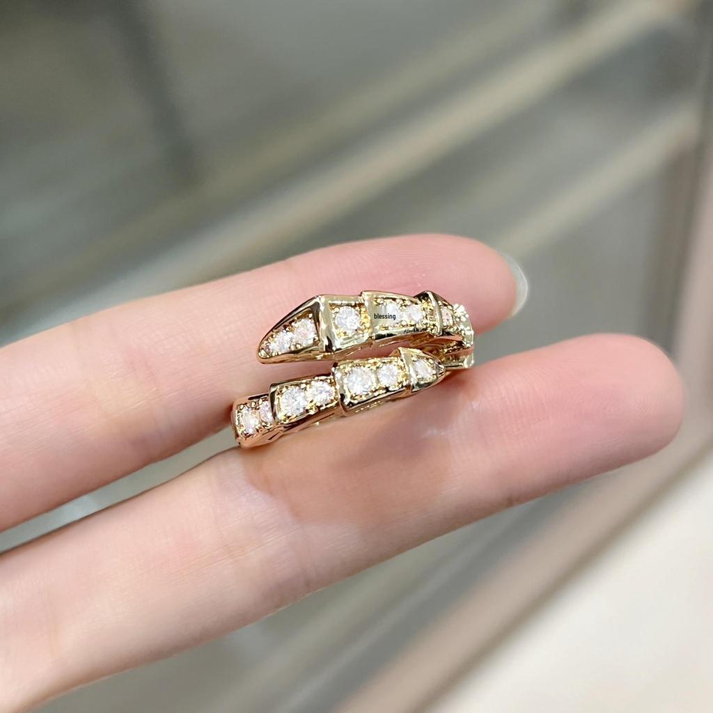 Platinum-Plated Open Bamboo Joint Zircon Knuckle Ring