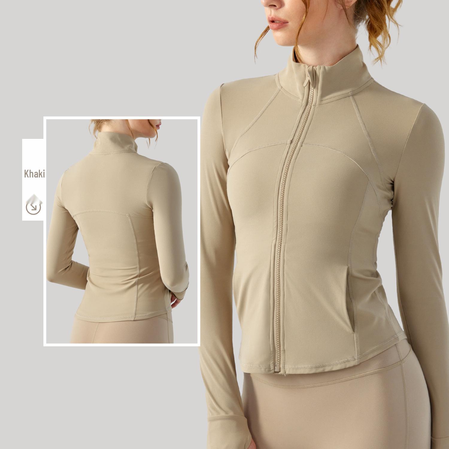 Women s Slimming Black Yoga Top: Stand-Collar, Cinched Waist, Long-Sleeve for Running and Sports L