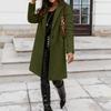 Women's Stylish Casual Color Long Coat with Buttons and Pockets for Daily Wear