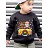 Christmas Autumn/Winter Fashion -Lined Sweatshirt with Santa Claus Driving a Car and Reindeer Cartoon Print, Loose Fit Casual Long-Sleeve Pullover