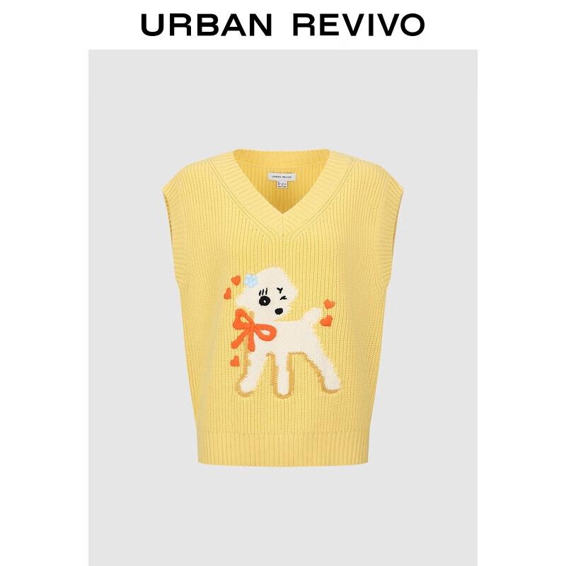 

Women s Casual Puppy Embroidery Jacquard V-Neck Knit Vest M