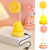 Cartoon Animal Night Light Fan with Flexible Neck USB Rechargeable Bedside Light Desk Fan Low Noise Cooling Fan with Night Lamp