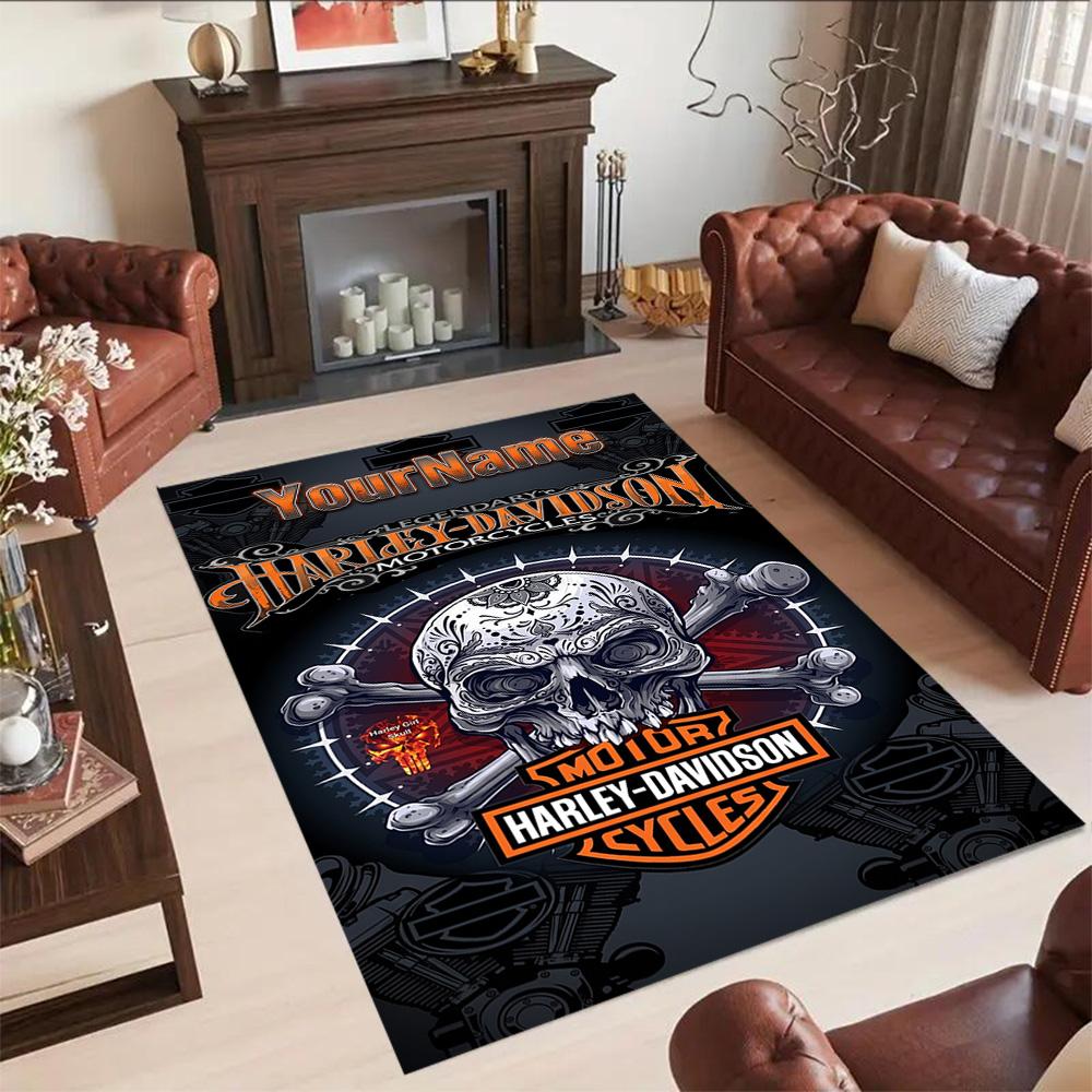 Harley-davidson Motorcycles Customizable Name Floor Mat Suitable for Outdoor Hallway Entryway Kitchen Antislip Carpet Decorate Offices