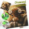 DIY Diamond Painting Canvas Kit for Adults Cute Cow with Flower Crown Colorful Rhinestone Craft for Stress Relief Living Room Wall Decoration Gift