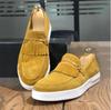 2024Men's Vulcanize Shoes  Brown Gray Yellow Faux Suede Shoes mens causal shoes vulcanizar los zapatos loafers rahat ayakkabılar