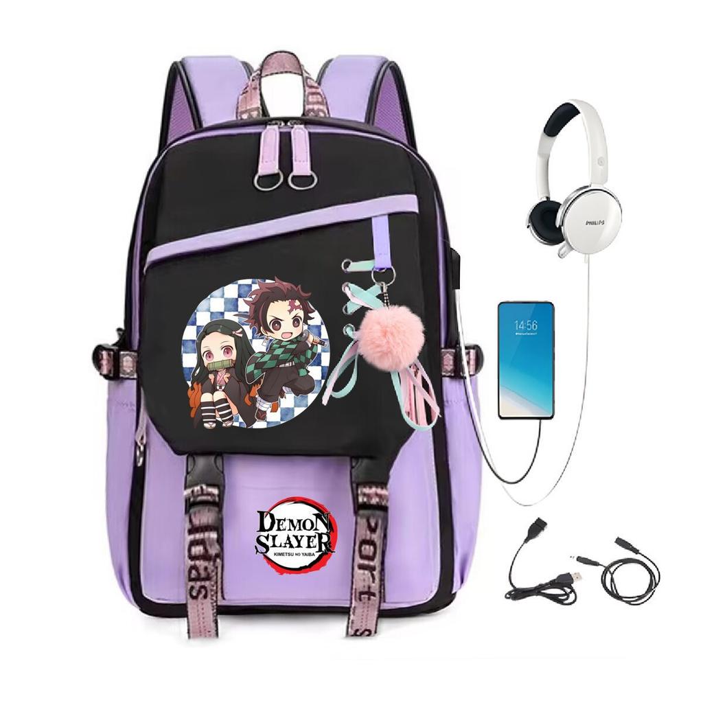 Guimai Peripheral Ridge Backpack with USB Multifunctional Student School Bag