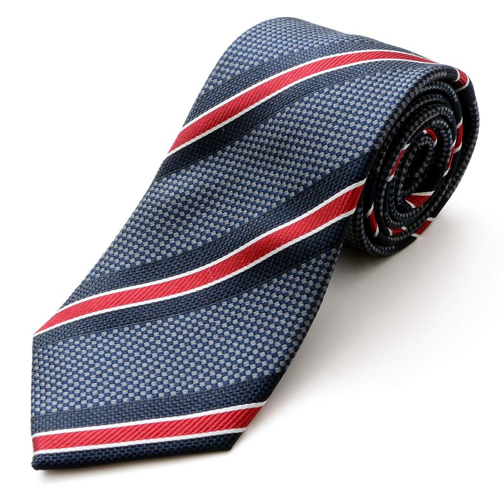 Michiko London Brand Silk Jacquard Stripe Gray X Necktie, 100% (Pattern C Wine)