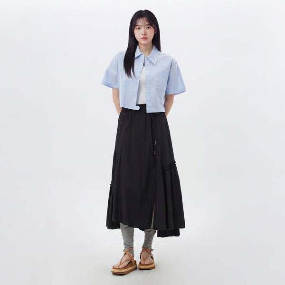 

Lap Washa Diagonal Cut Banding Flare Skirt As2ws462 BK (black)/FF