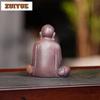 Yixing Purple Clay Bodhidharma Wealth Tea Pet Elegant Tea Sculpture Tea Figurine Play Toys Tea Statue Ornaments Incense Stick