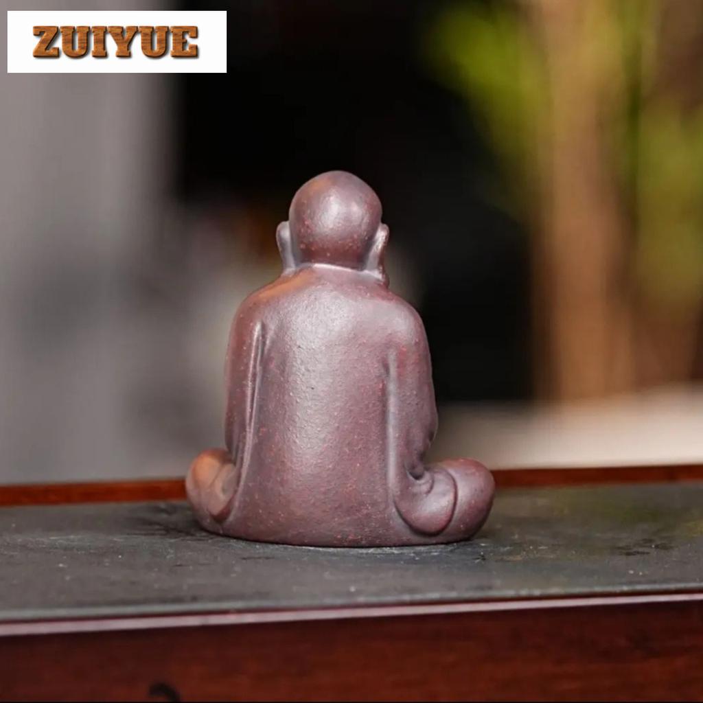 Yixing Purple Clay Bodhidharma Wealth Tea Pet Elegant Tea Sculpture Tea Figurine Play Toys Tea Statue Ornaments Incense Stick