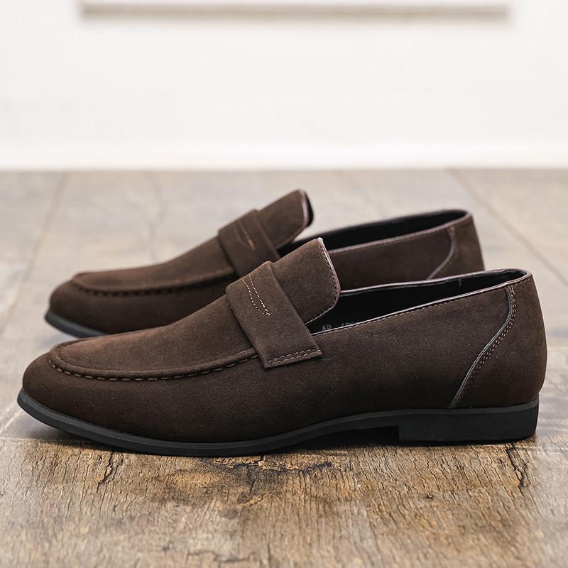 New Designer Gentleman Pointed Brown Black Wedding Formal Suede Leather Shoes For Men Casual Loafers Homecoming Dress Footwear