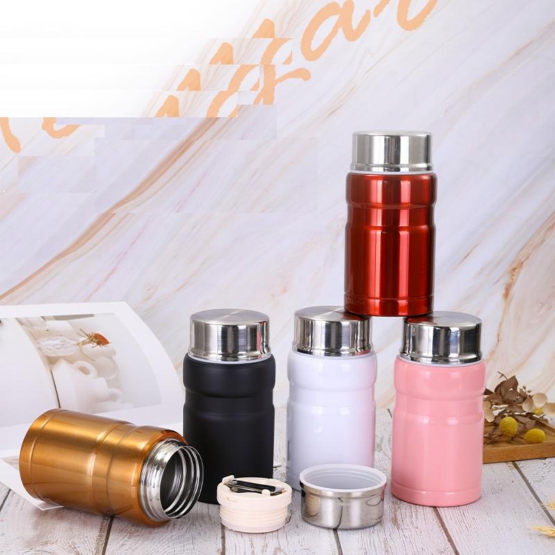 Creative Steel Vacuum Thermos Cup 500ml Double Wall Home Porridge Soup Carrying Vacuum Pot